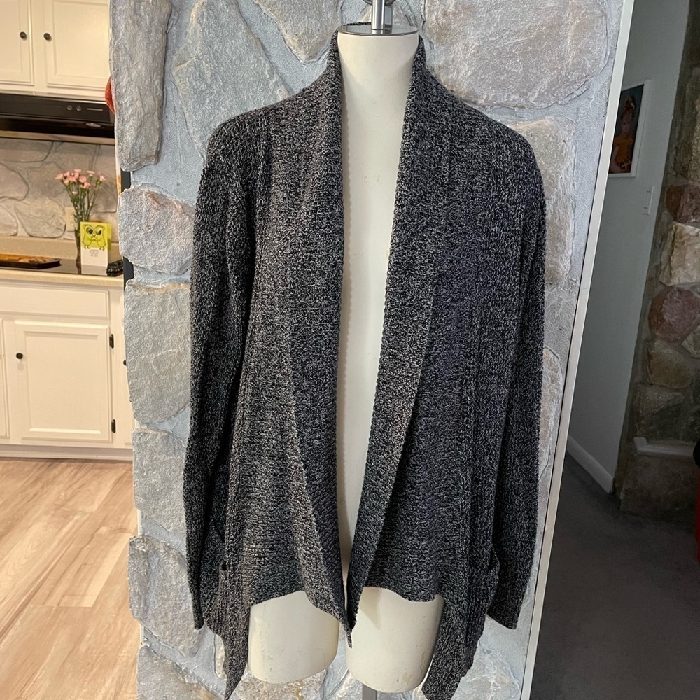 EXPRESS Black White Gray Open Front Cardigan With Pockets- Size Small